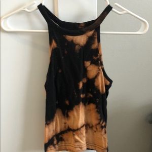 Halter tight tank top tie-dye black and brown